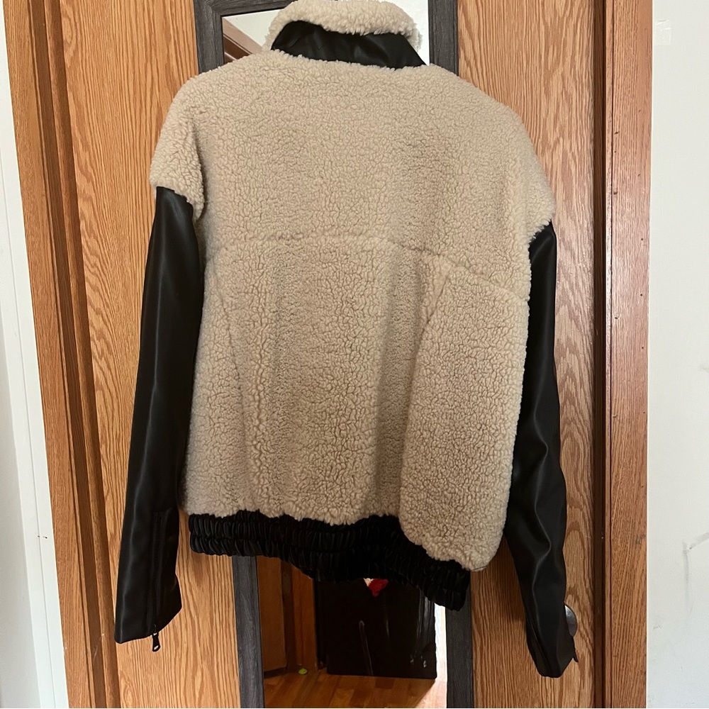 Shearling and Faux Leather Jacket - Picture 2 of 6